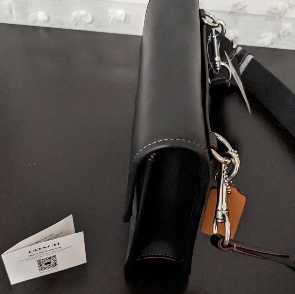 Coach Turner Smooth Calf Leather & Signature Black Denim Bag New in Gift Box ❤️ - Picture 12 of 12
